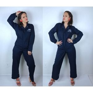 vintage US NAVY COVERALLS womens Md/L/36R military boiler suit sailor utility